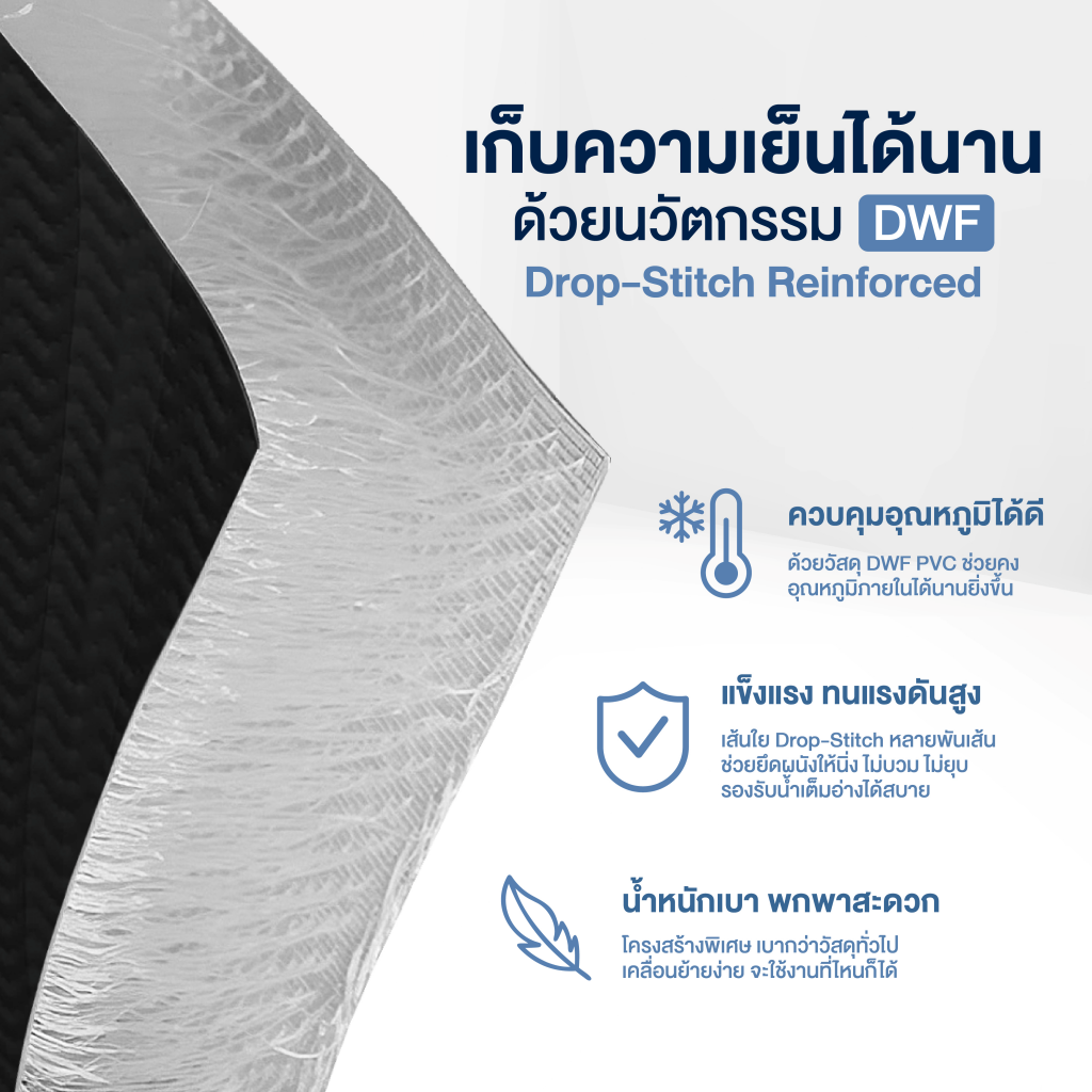 อ่างแช่น้ำเย็น HOMEFITTOOLS รุ่น MODEL01 ไซส์ M PVC TUB LYING แบบนอน ทรงโค้ง_3